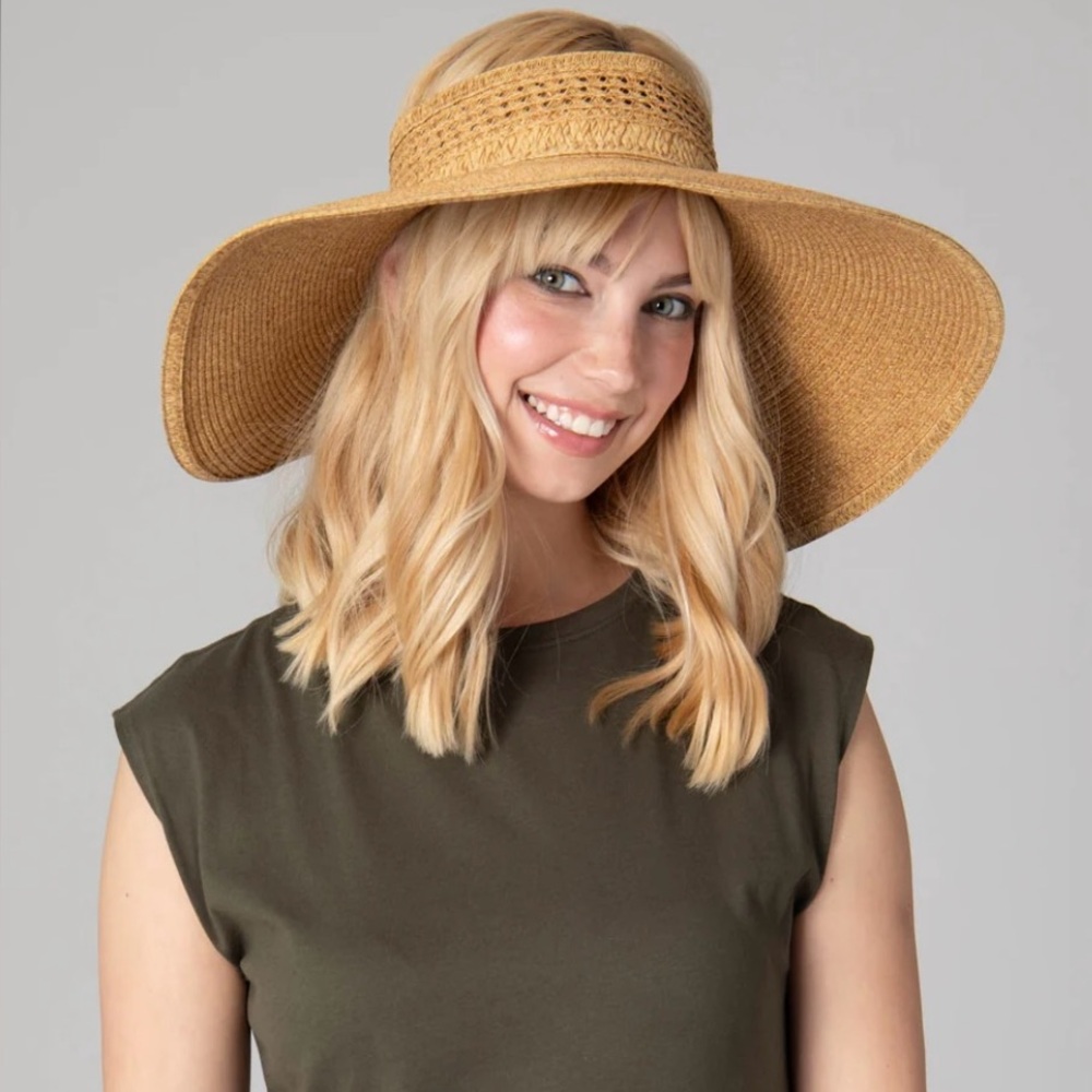 San Diego Hat Co. Everyday Full Coverage - Wide Brim Roll Up Visor - NWT